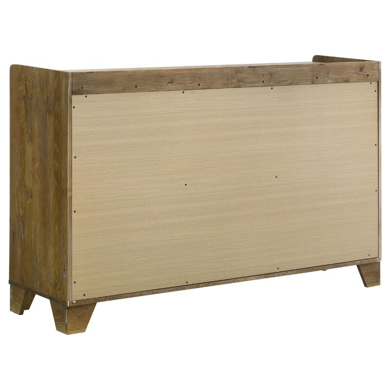 Nolan Wide Dresser with Faux Marble Top, 6 Drawers, Brown Wood image number 4