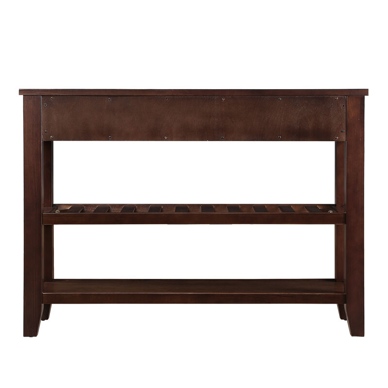 Whisen Mid-Century Style Console Table with Two Storage Drawers and Two Tiers Shelves - Espresso