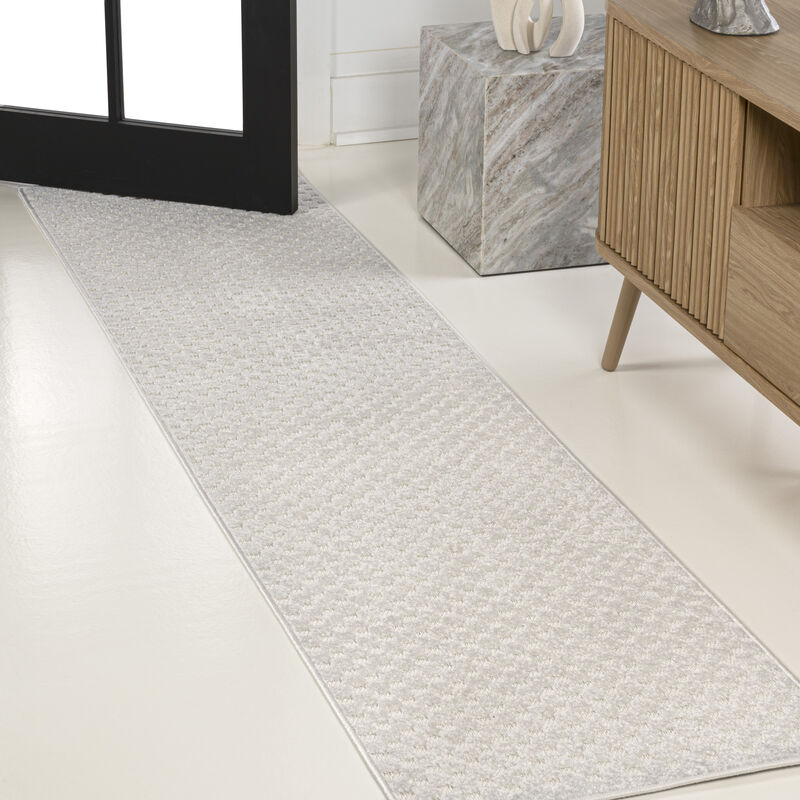 Finn High-Low Modern Minimalist Checkered Monotone Indoor Area Rug
