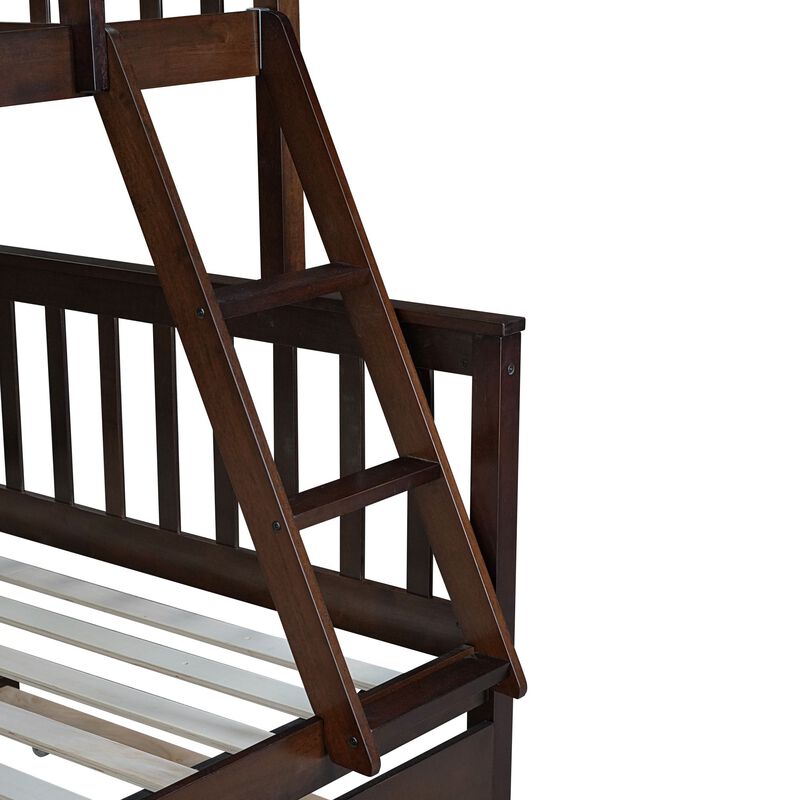 Whisen Twin Over Full Rubber Wood Bunk Bed with Trundle