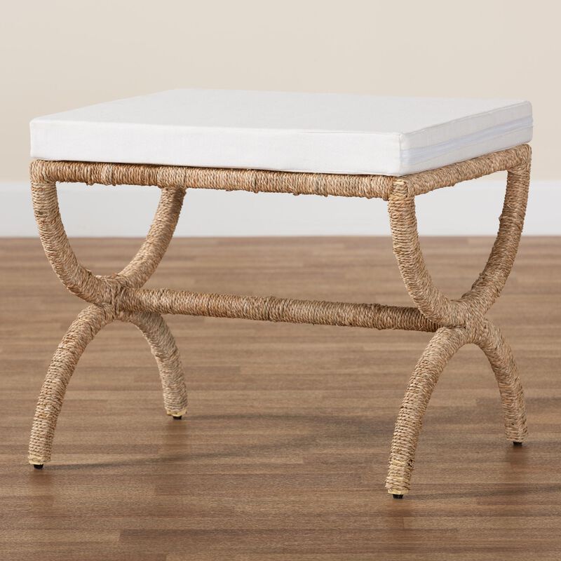 bali & pari Maliyah Japandi Natural Seagrass Ottoman