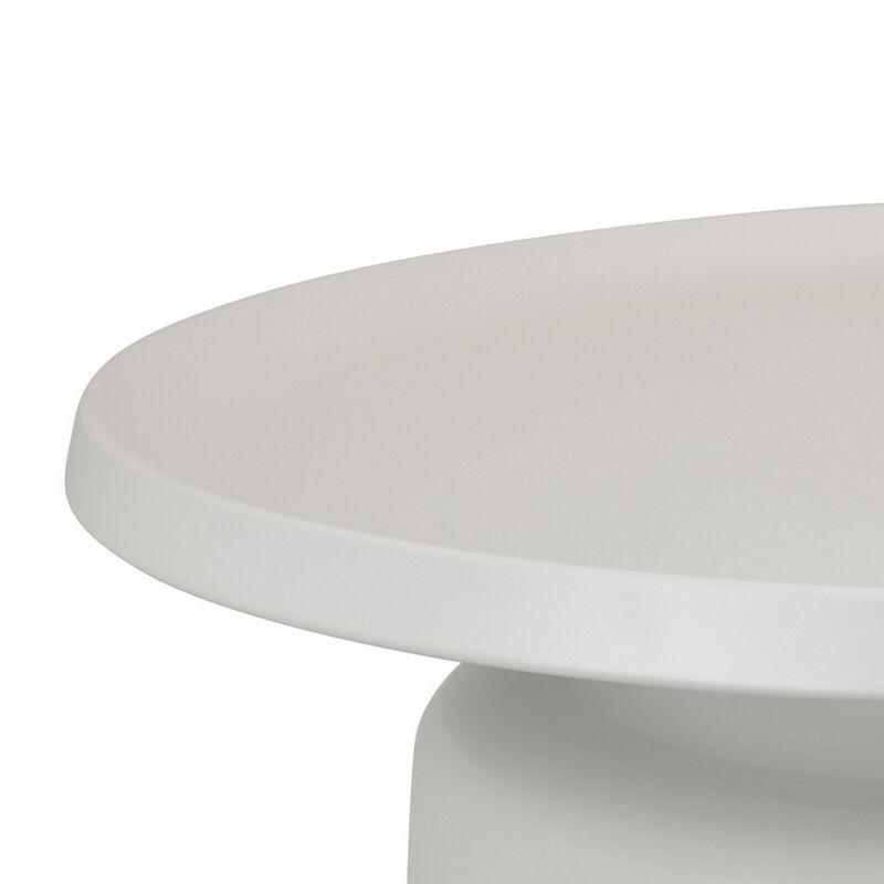 Ricca Plant Stand Table, White Metal, Round 29 Inch Top, Pedestal Base