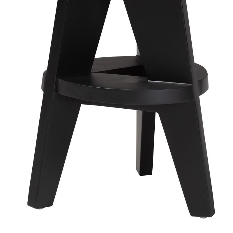bali & pari Roy Wood Counter Stool - Sculptural Backless Accent Stool with Geometric Base and Integrated Footrest image number 3