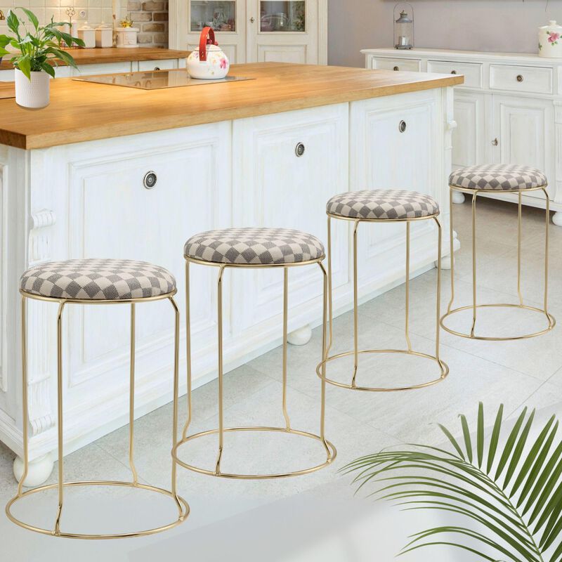 Kings Brand Furniture Carmilla Upholstered Counter Height Stool - Bar Stools Set of 4 for Kitchen 18.75"
