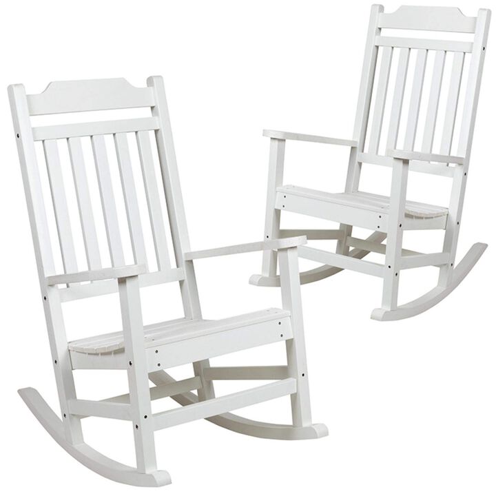 Flash Furniture Set of 2 Winston All-Weather Rocking Chair in White Faux Wood