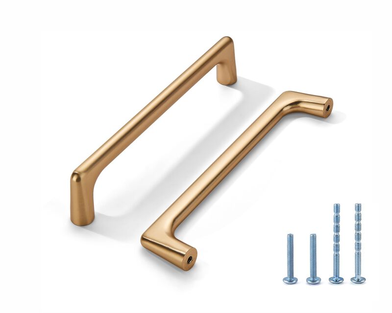 LIMUR 10 Pack 5 Inch (128 mm) Hole Center Brushed Gold Cabinet Pulls - Solid Zinc Alloy Kitchen Cabinet Handles, Drawer Pulls,Dr