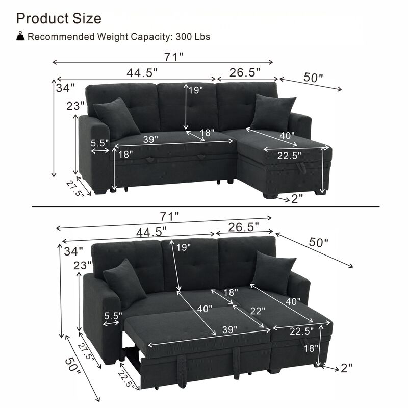 Ludfob Storage Sleeper Sofa image number 3
