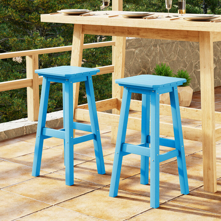 WestinTrends 29" HDPE Outdoor Patio Square Bar Stools (Set of 2)