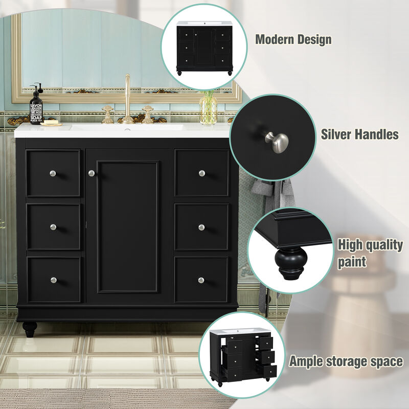 Merax Modern Bathroom Vanity with Resin Integrated Sink