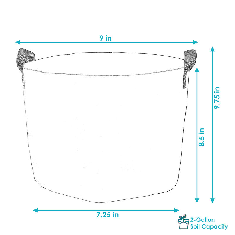Sunnydaze Set of 10 Nonwoven Polypropylene Grow Bag with Handles - 2 gallon
