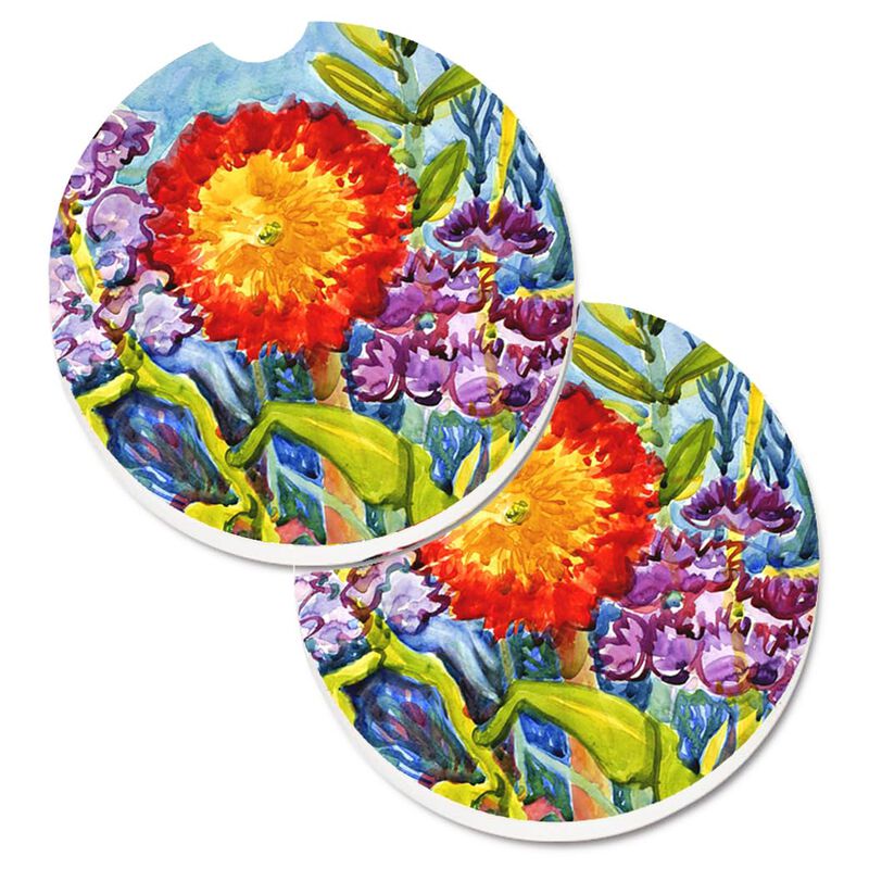 Caroline's Treasures Flower - Sunflower Set of 2 Cup Holder Car Coasters 6075CARC, 2.56, Multicolor image number 0