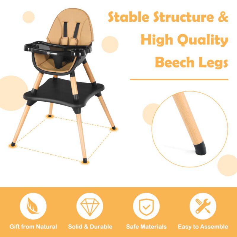 Hivvago 5-in-1 Baby Wooden Convertible High Chair