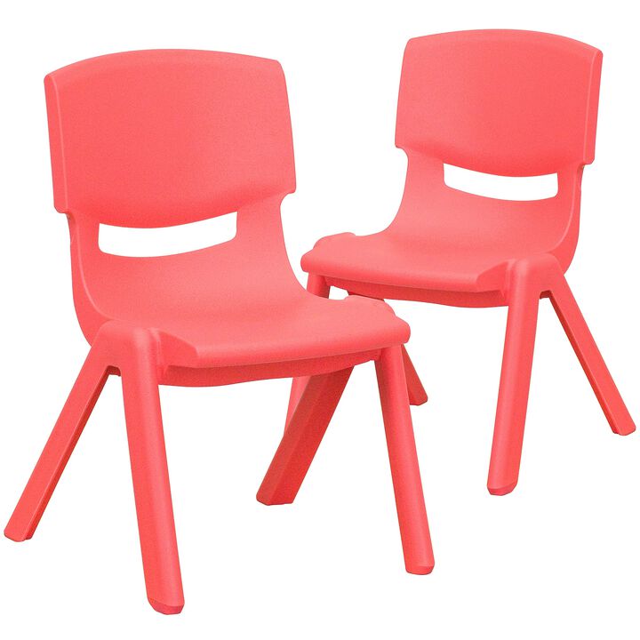 Flash Furniture Whitney 2 Pack Red Plastic Stackable School Chair with 10.5'' Seat Height