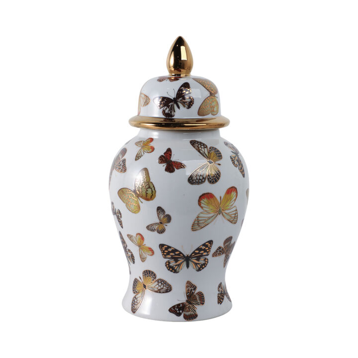 14x7" Butterflies Temple Jar