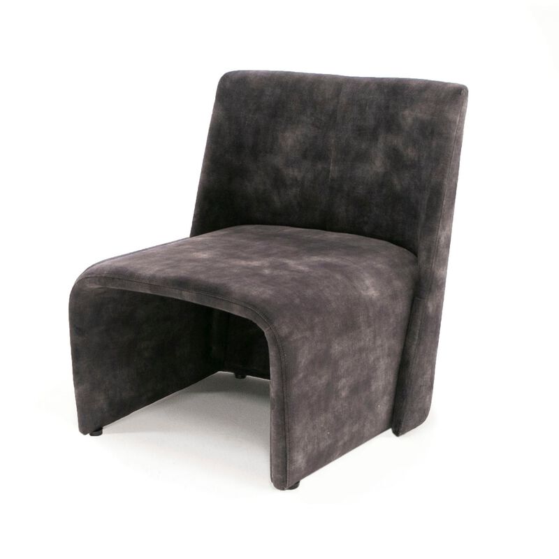 28 Inch Modern Armless Accent Chair, Dark Gray Polyester, Plush Seating-Benzara image number 1