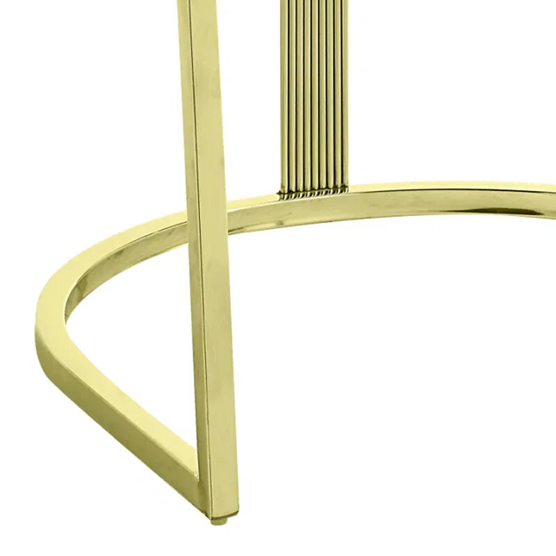 Verie 22 Inch Side Dining Chair, Gold Base, Padded Black Velvet - Benzara