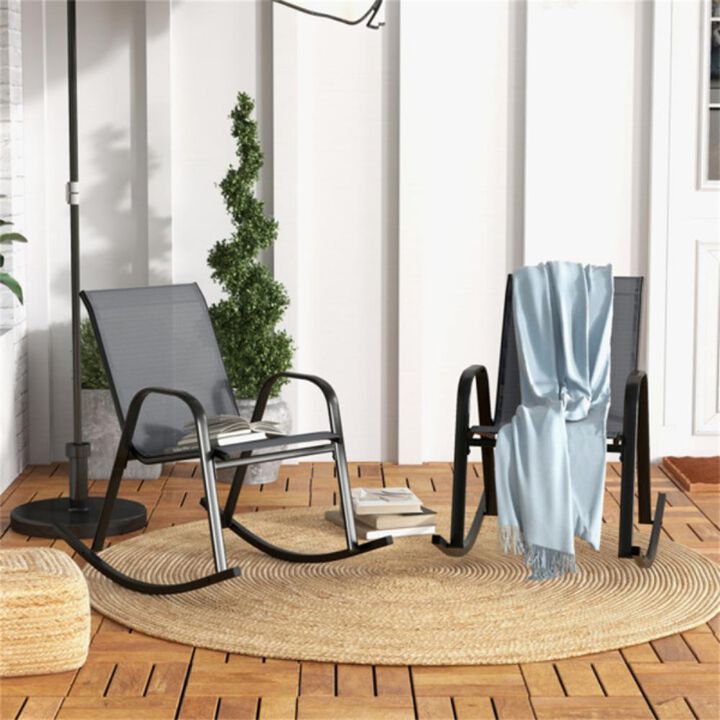 2-Piece Outdoor Rocking Chair Set Weather-Resistant Patio Seating for Porch, Garden, or Deck