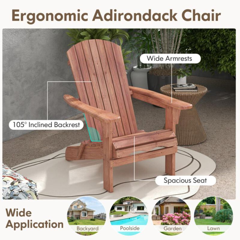 Hivvago Folding Adirondack Chair Set of 2 with High Backrest and Wide Armrests