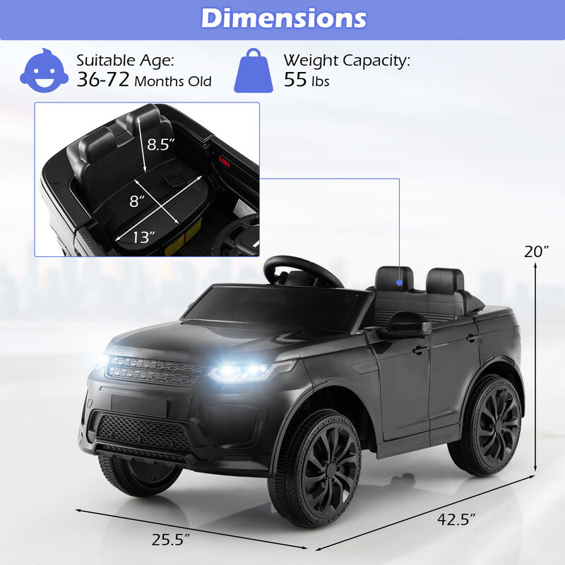 Kids 12V Ride On Car with Lockable Doors Remote Control and LED Headlights image number 2
