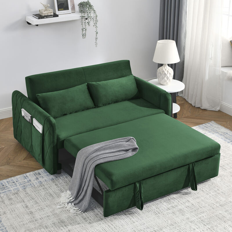 Merax Modern Convertible Sofa Bed with 2 Detachable Arm Pockets image number 2