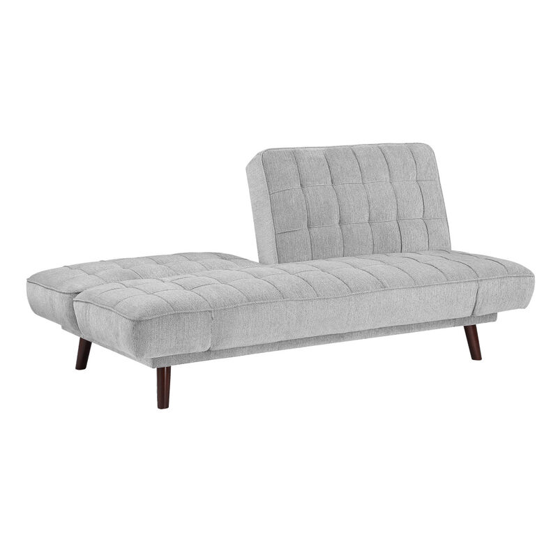 Elegant Three-in-One Lounger Sofa Sleeper Silver-Gray Chenille Fabric Upholstered Attached Cushions Adjustable Arms Casual Living Room Furniture