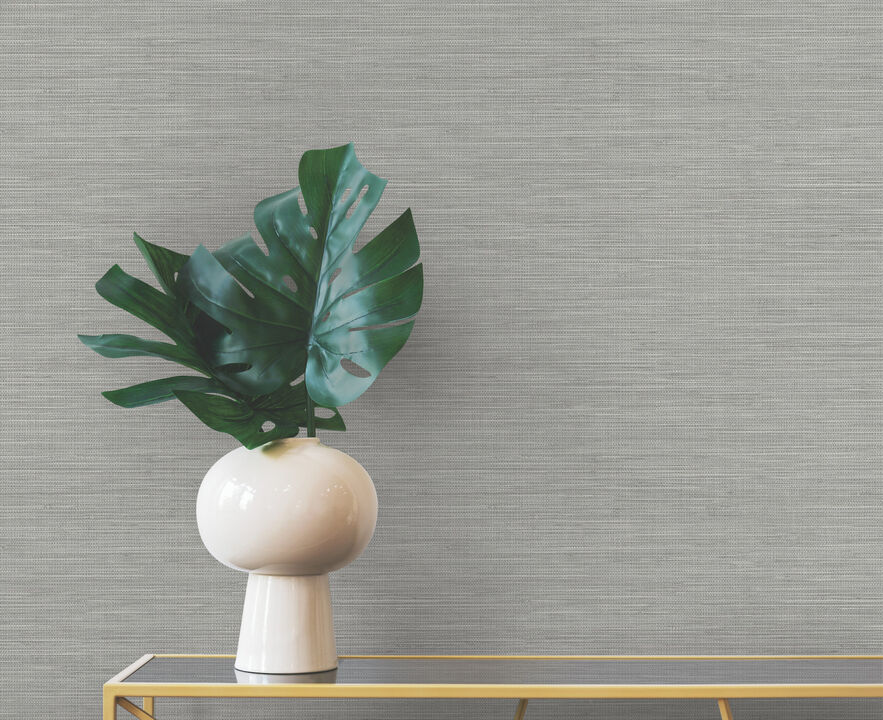 Winn Grey Faux Grasscloth Wallpaper