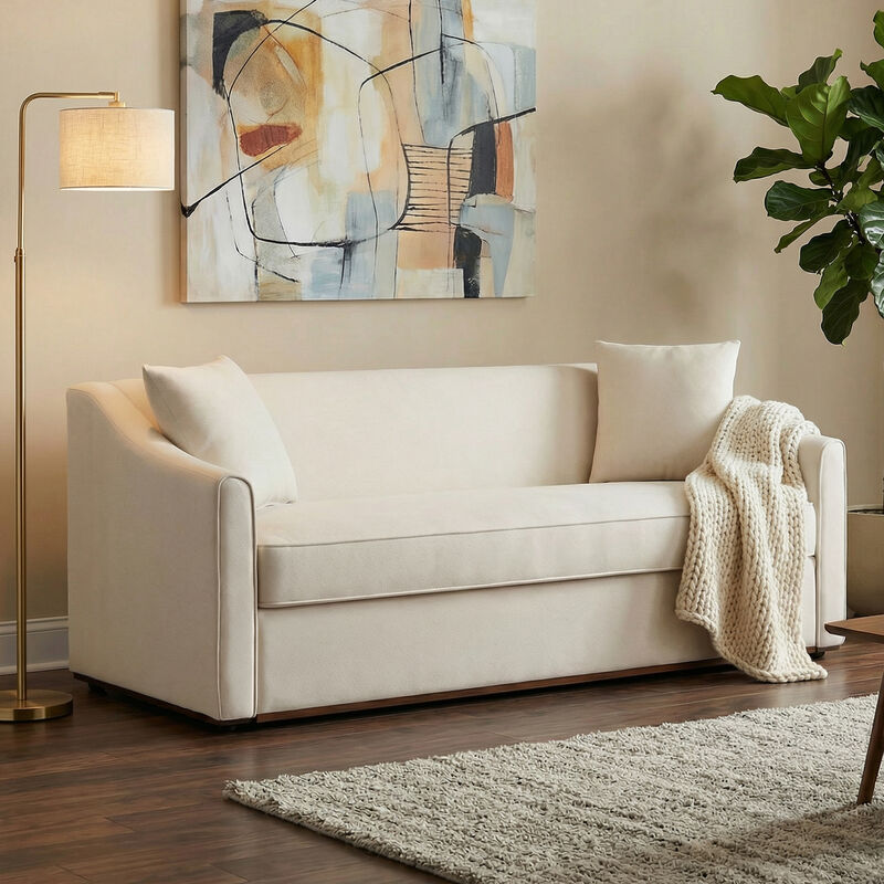 Merax Modern 3-Seater Chenille Sofa with Sculpted Wrap-Around Arms image number 2