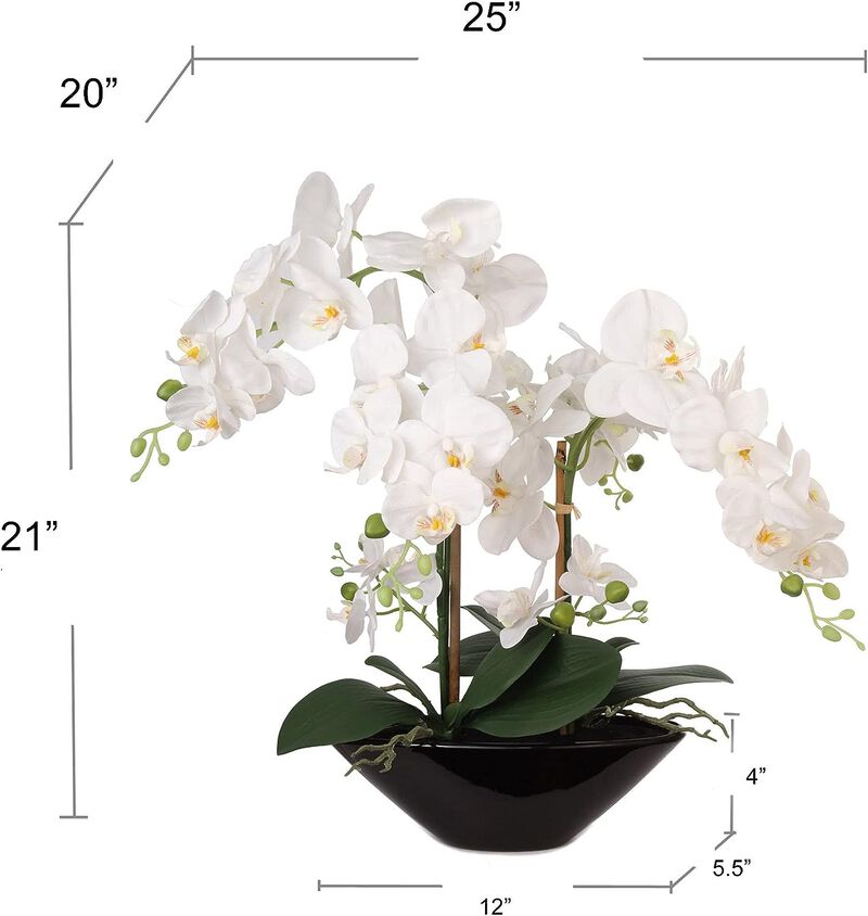 Phalaenopsis Orchid 20 Inch - Lifelike Multi-Bloom Artificial Plant for Elegant Home & Office Decor - Realistic Faux Floral Accent for Lasting Beauty and Style image number 3