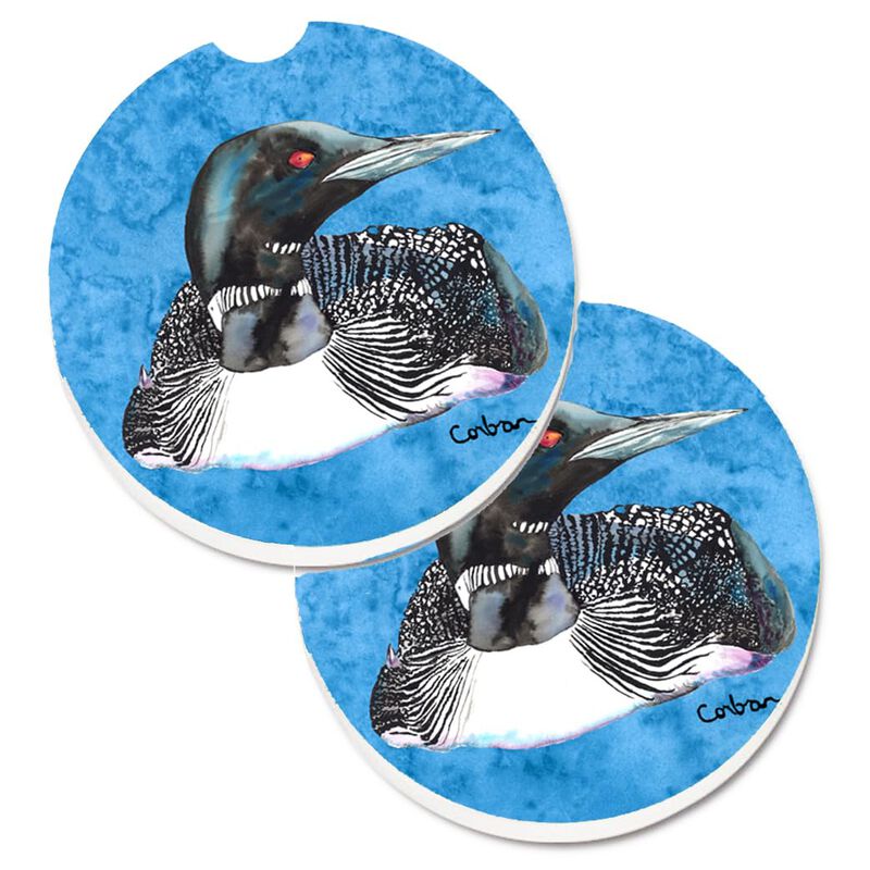 Caroline's Treasures Loon Set of 2 Cup Holder Car Coasters 8717CARC, 2.56, Multicolor