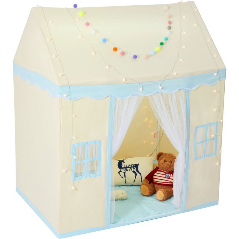 Kids Play Tent with Windows, Mat, and Lamp for Indoor Outdoor Use, Ages 1&ndash;5