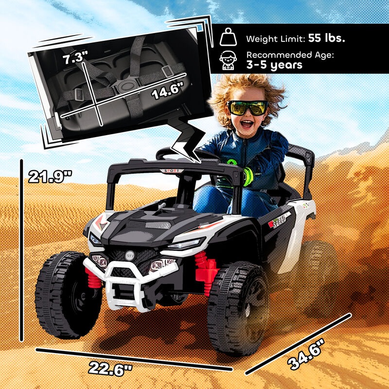 BreeBe 12V Kids Ride On Truck, Battery Powered Electric UTV Vehicle with Rear Suspension, Remote Control image number 2