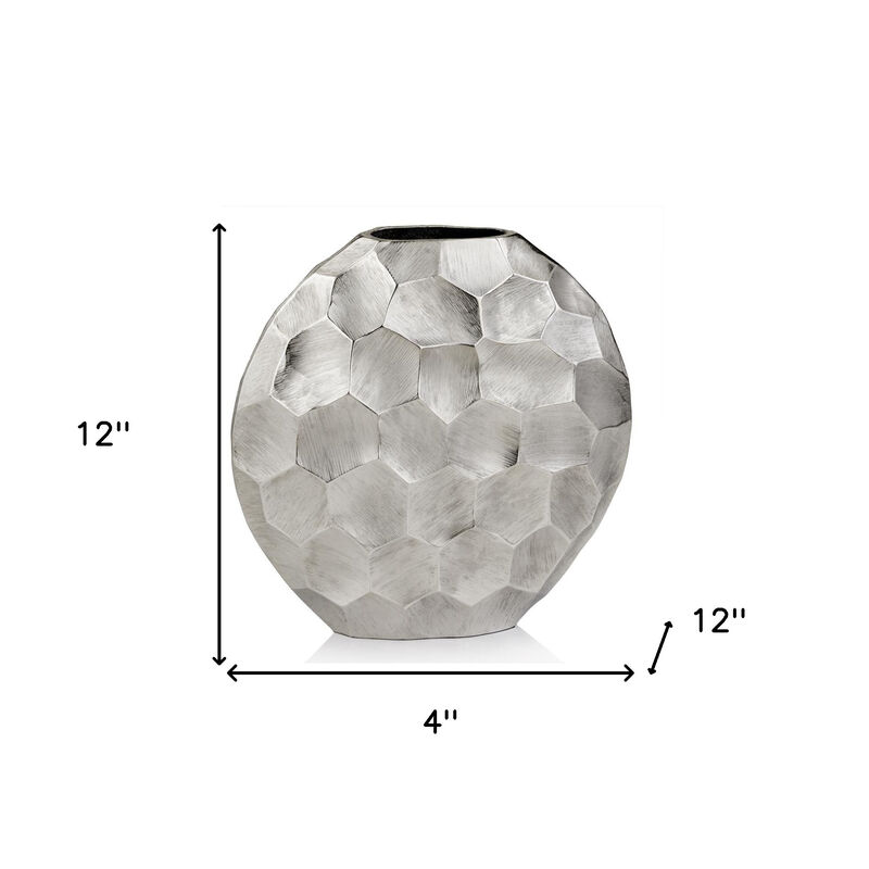HomeRoots 12" Silver Aluminum Cylinder Table Vase image number 3