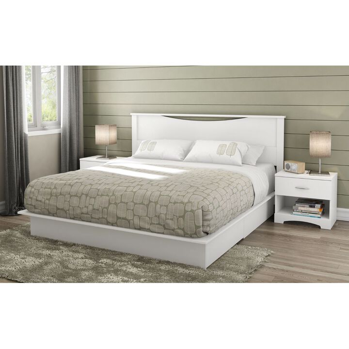 QuikFurn King size Contemporary Headboard in White Wood Finish