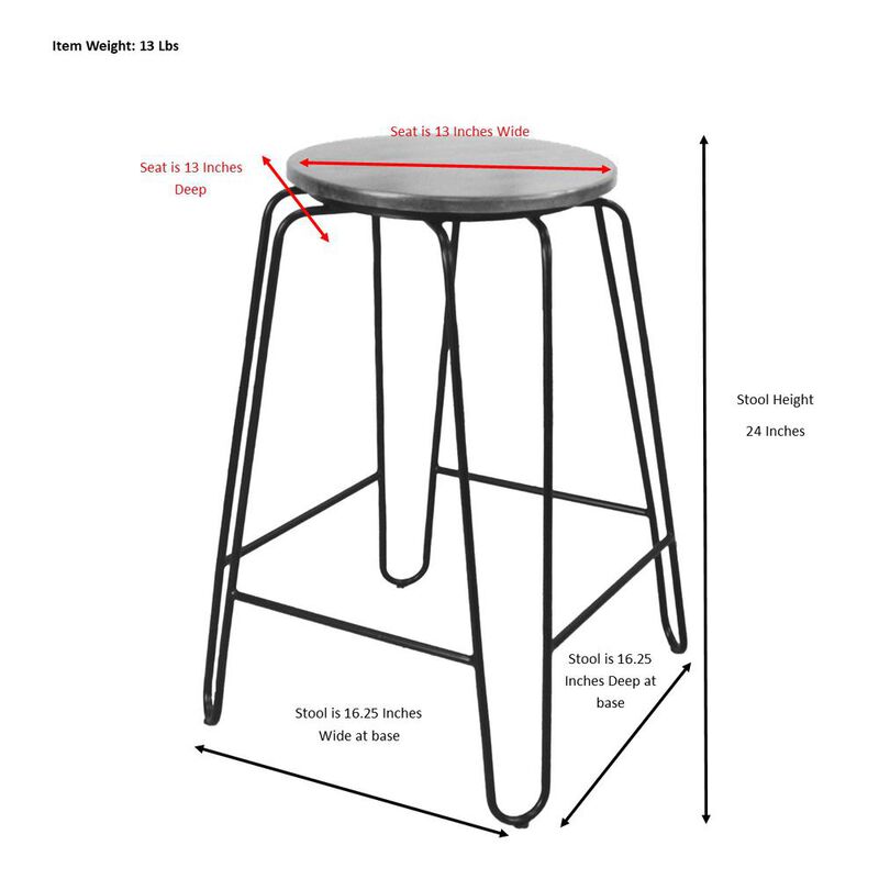 Carolina Living Ethan 24 Counter Stool - Set of 2 - Elm Top - Black Base