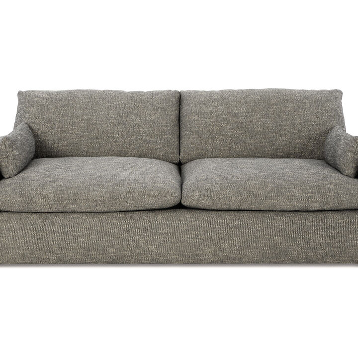 Yezi Loveseat, 90 Inch, 2 Pillows, Granite Gray Polyester, Foam Fill