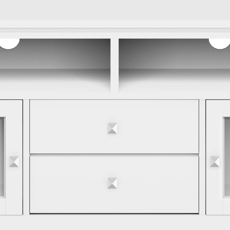 Cosmopolitan SOLID WOOD 72 inch Wide Contemporary TV Media Stand in White For TVs up to 80 inches