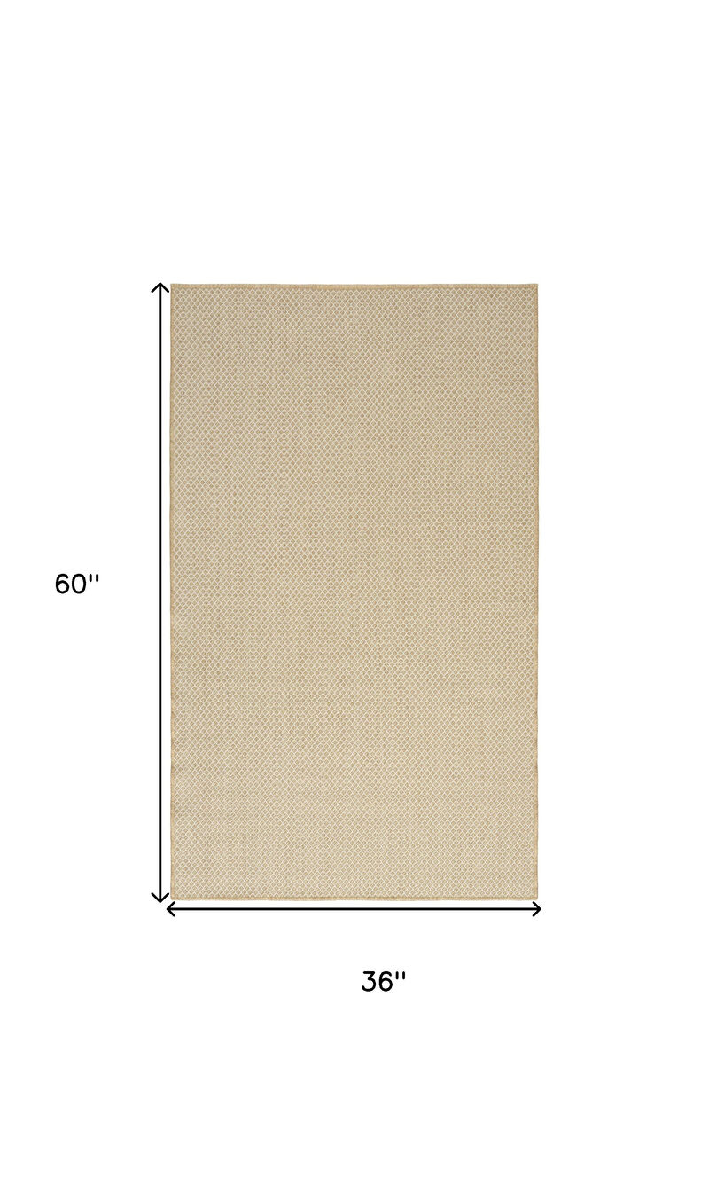 HomeRoots 3' X 5' Natural And Ivory Geometric Indoor Outdoor Area Rug image number 4