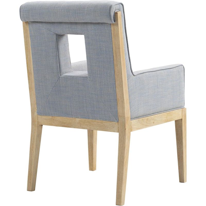 Meridian Furniture Gwendolyn Light Blue Linen Textured Fabric Dining Arm Chair