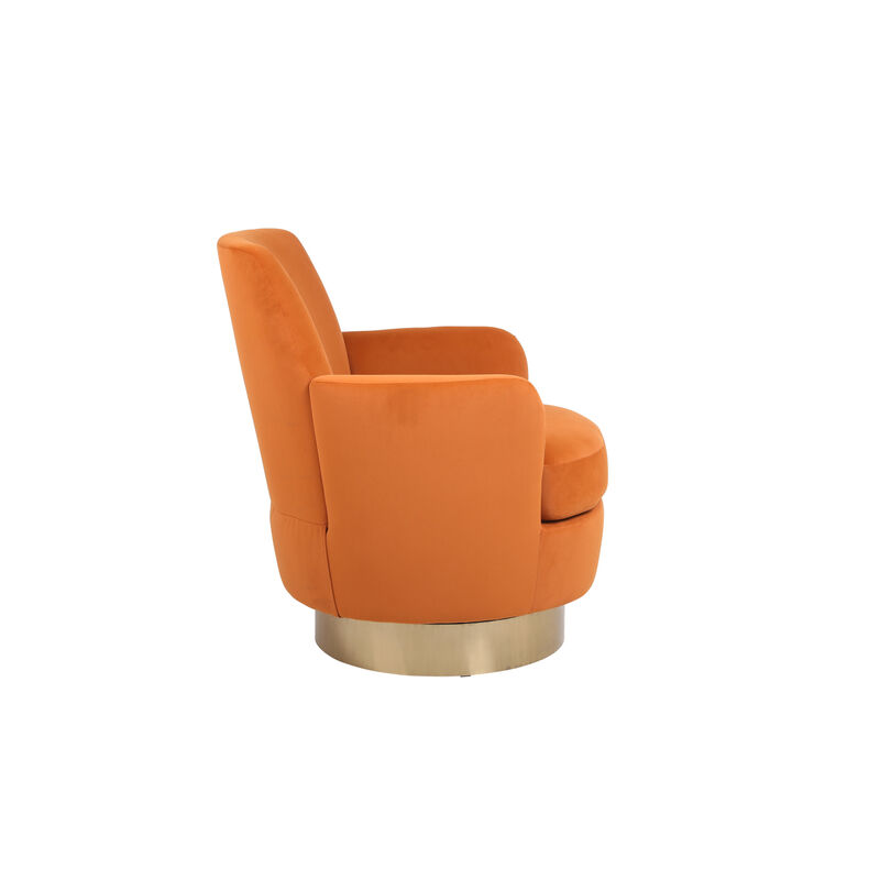 Streamdale Orange Velvet Swivel Accent Chair image number 3
