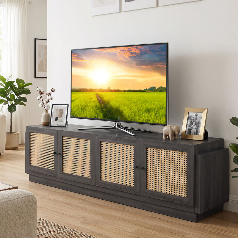 Wooden Farmhouse TV Stand with 2 Storage Cabinets for Living Room image number 4