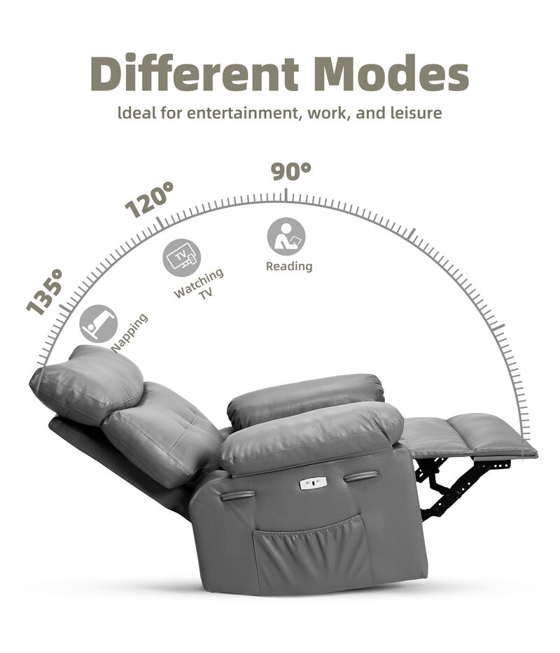 360 Degree Swivel Lazy Manual Rocking Recliner Sofa Chair for Living Rooms, Bedrooms, Outdoor Relax, Grey image number 1