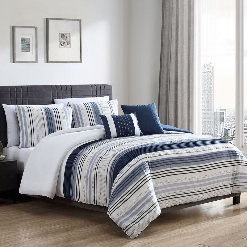 Dotted Stripe 5 pc King Comforter Set