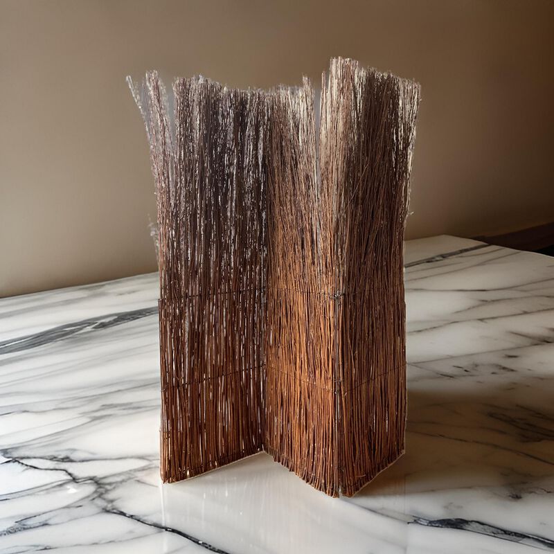3 Panel Vertically Aligned Willow Branches Room Divider, Brown - Benzara