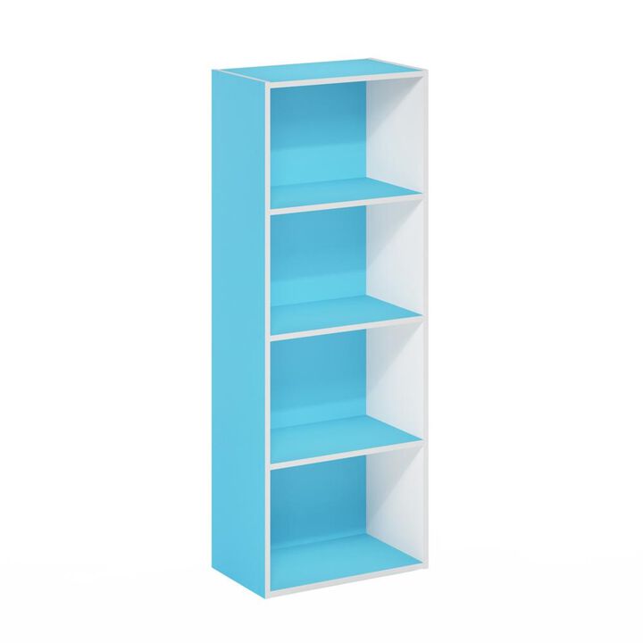 Furinno Luder Bookcase / Book / Storage, 4-Tier, Light Blue/White