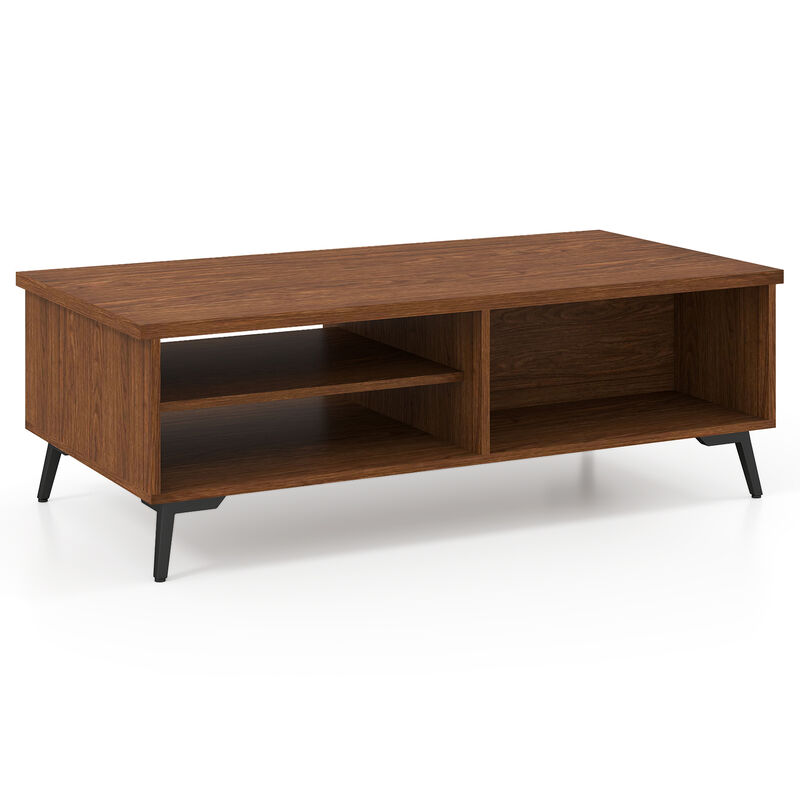 Mid Century Modern Coffee Table with 2-Tier Storage Compartments image number 0