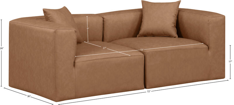 Meridian Furniture Cube Brown Vegan Leather Modular Sofa image number 7