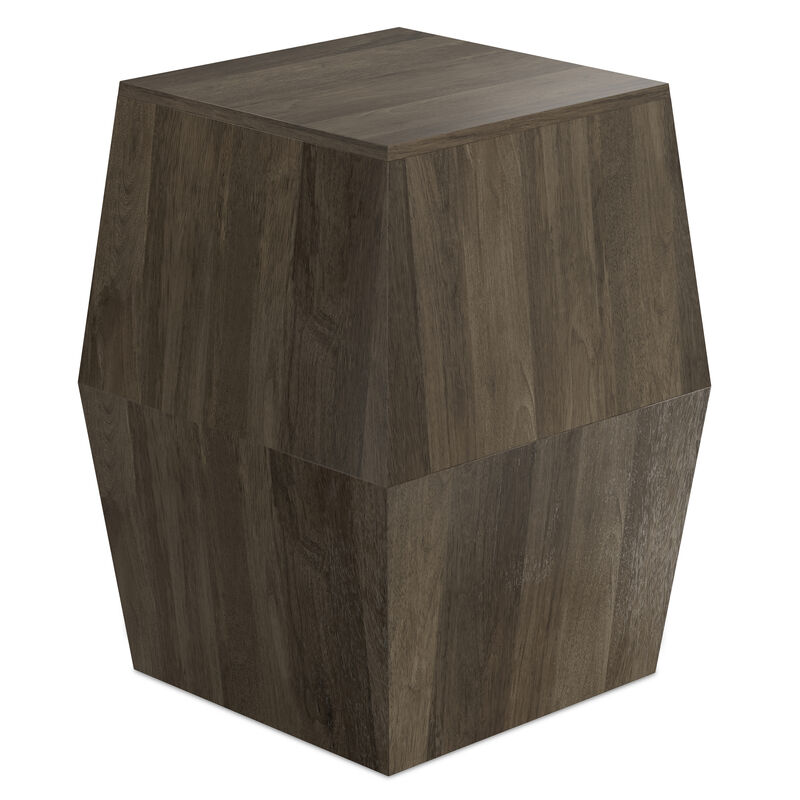 Terry SOLID MANGO WOOD 16 inch Wide Irregular Contemporary Side Table in Ash Grey, Fully Assembled
