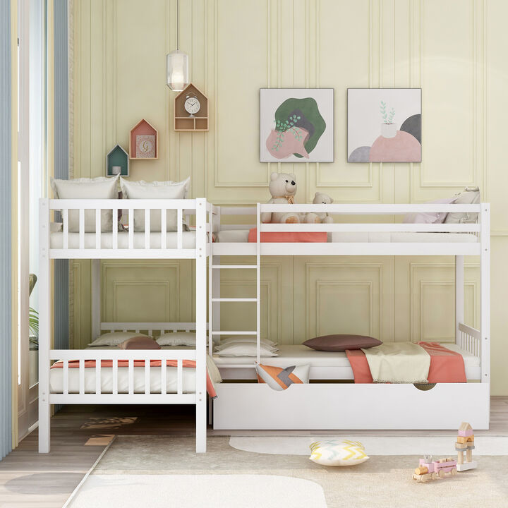 Merax Twin L-Shaped Bunk bed with Drawers
