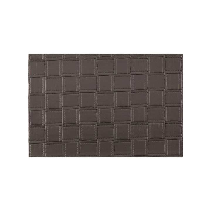 HomeRoots 18" Set of Four Espresso Basketweave Faux Leather Placemats