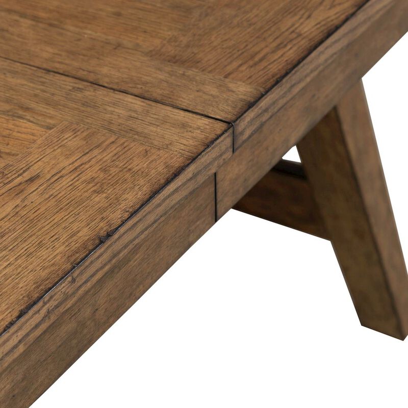 Liberty Furniture Carolina Park Trestle Table for Dining Room - Self Storing Leaf - Amber Brown image number 5